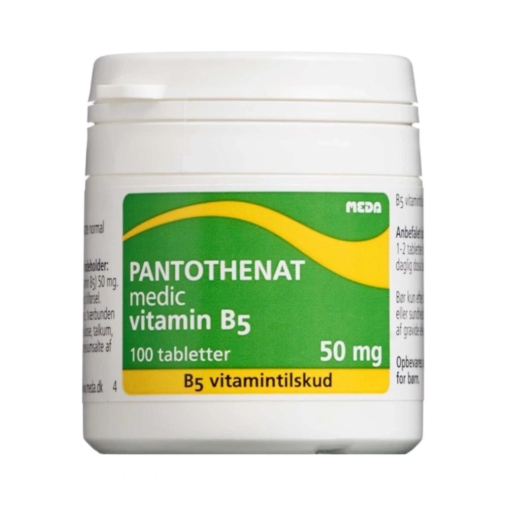 Pakning med Viatris Pantotenat Vitamin B5 tabletter, 100 stk