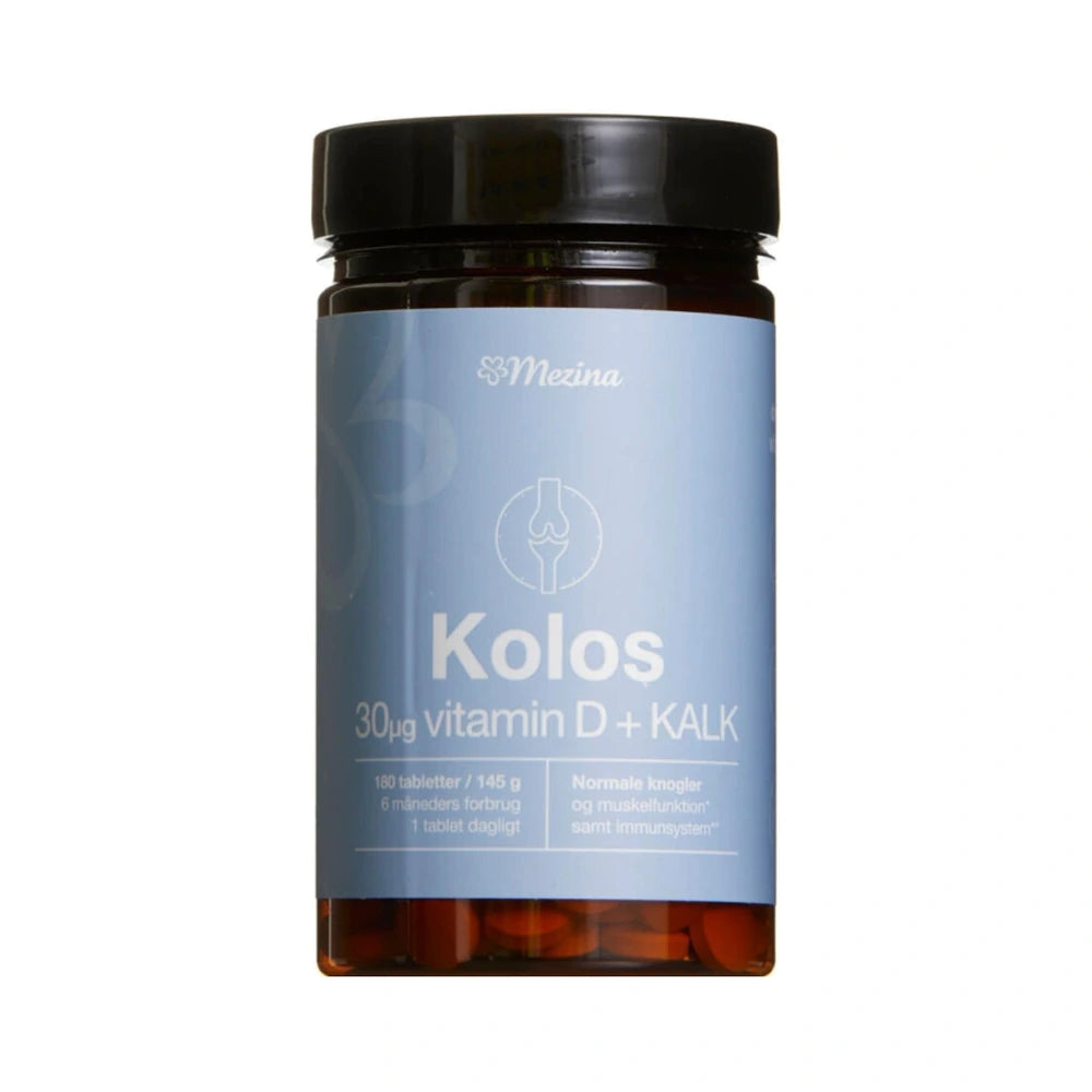 Mezina Kolos Vitamin D + Kalk kosttilskud i pakning med 180 stk