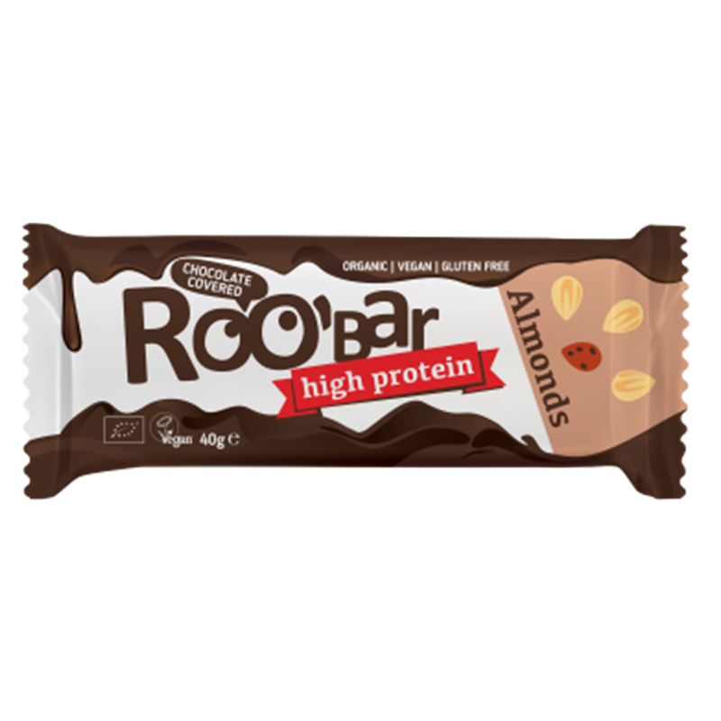 Roobar Protein økologisk proteinbar med chokolade og mandel, 40 g