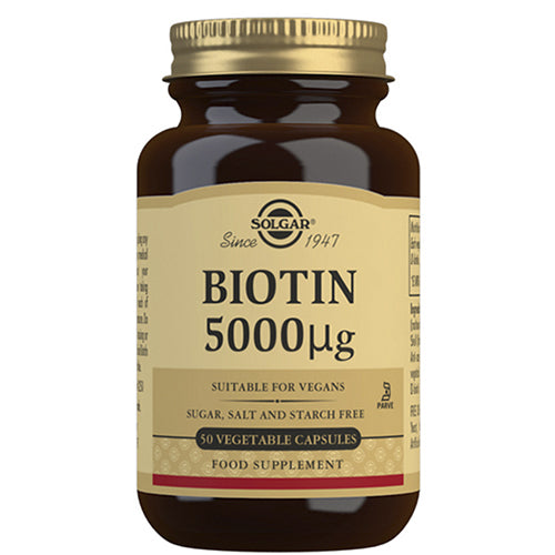 Solgar Biotin 5000 µg kosttilskud, 50 kapsler