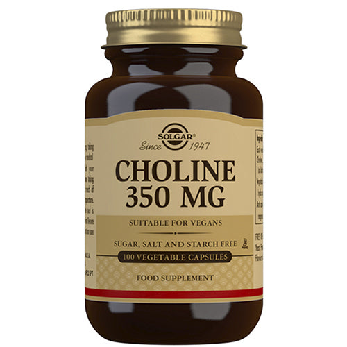 Solgar Choline 350 mg kosttilskud i pakke med 100 kapsler