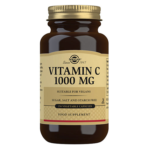 Solgar Vitamin C 1000 mg kosttilskud i pakning med 250 kapsler