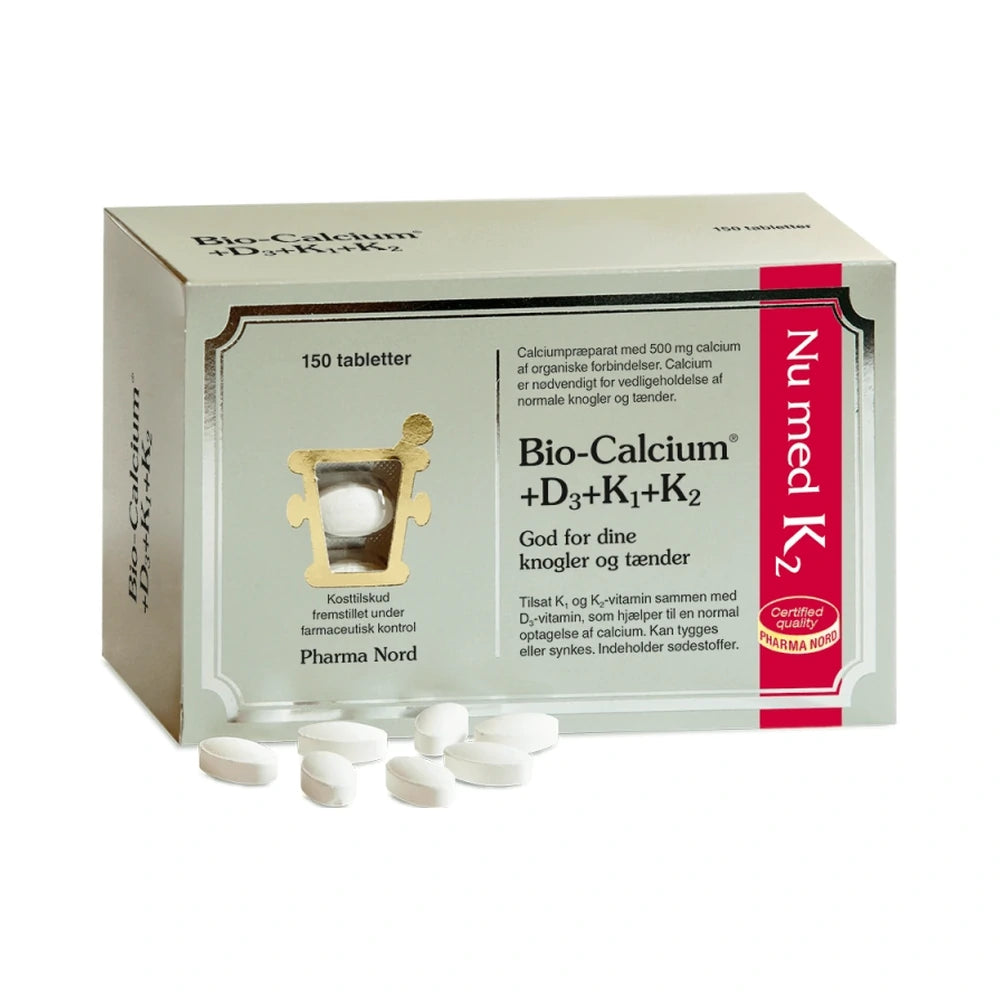 Pakning med Pharma Nord Bio-Calcium+D3+K1+K2, kosttilskud i tabletform, 150 tabletter
