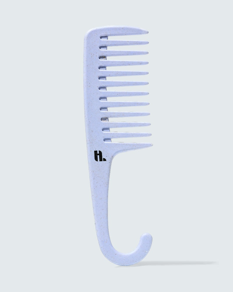 Hairlust In-Shower Detangler i farven blurple, bredtandet kam til vådt hår