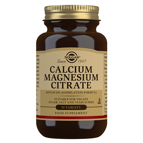 Pakke med Solgar Calcium Magnesium Citrate kosttilskud, 50 tabletter