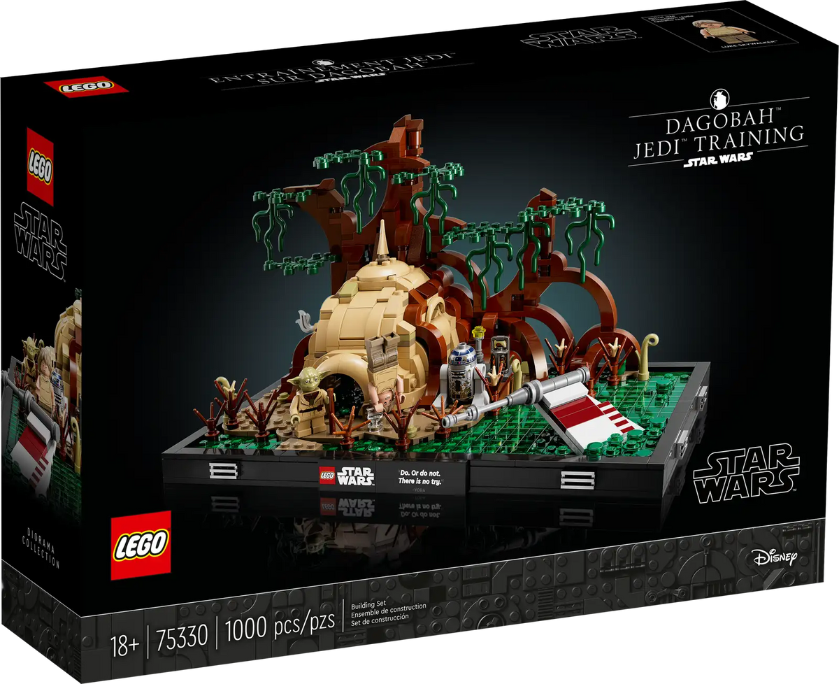 LEGO Star Wars Diorama med Jedi-træning på Dagobah (75330), udstillingsmodel af scene fra Imperiet slår igen