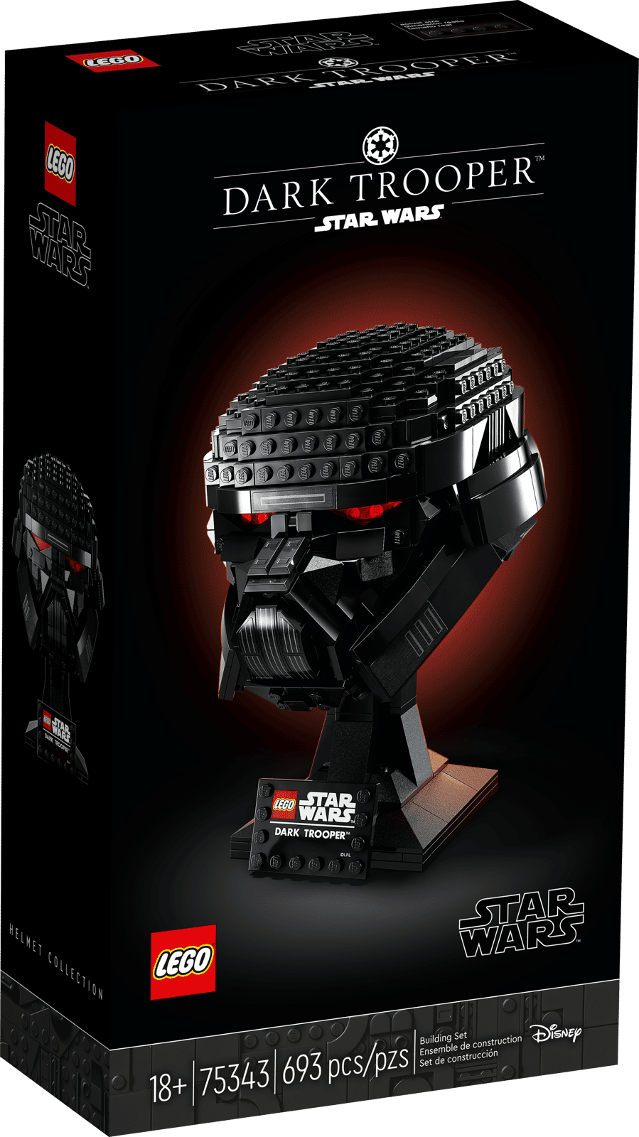 LEGO Star Wars Mørkesoldathjelm 75343, model af hjelm med røde øjne