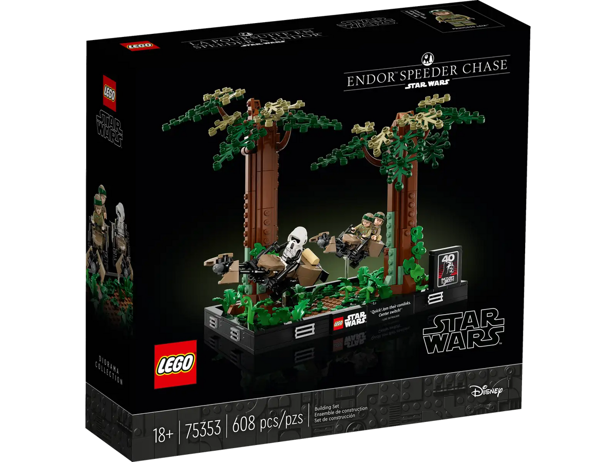 LEGO Star Wars Diorama med speederjagt på Endor 75353, scene med minifigurer og speedere