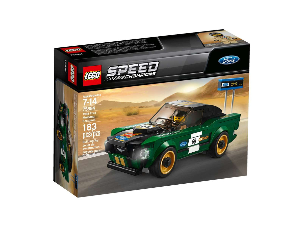 LEGO Speed Champions 1968 Ford Mustang Fastback (75884) med gyldne fælge og hjul med gummidæk