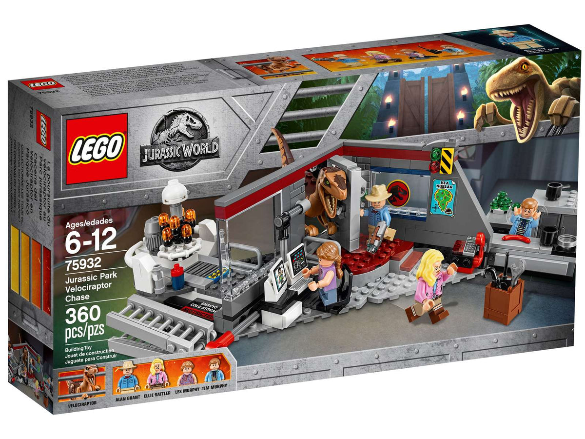 LEGO Jurassic Park velociraptorjagt 75932 med køkkenscene og dinosaur