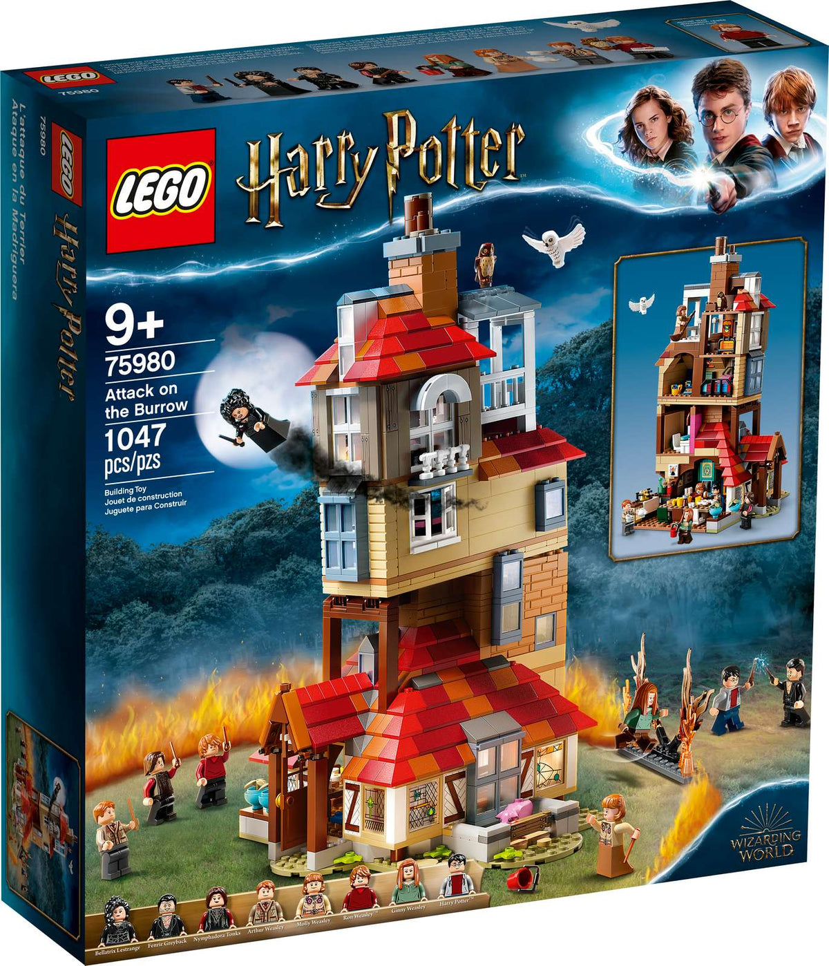 LEGO Harry Potter-sættet Angrebet på Vindelhuset (75980), et dukkehus med scene fra Harry Potter-sagaen