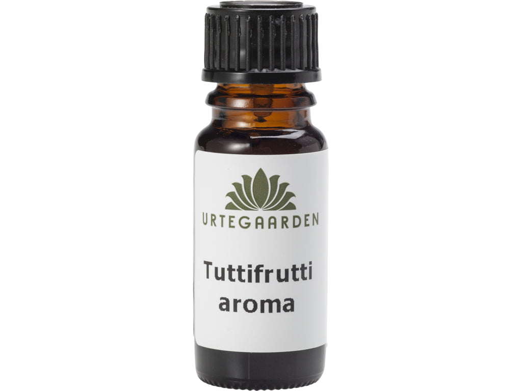 Lille flaske med Urtegaarden Tutti-frutti aroma, naturligt aromastof, 10 ml
