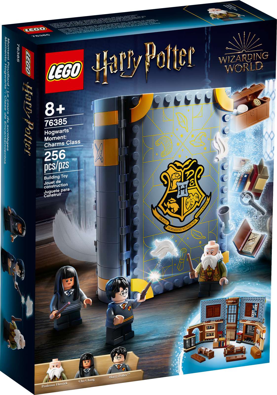LEGO Harry Potter Hogwarts-scene Besværgelseslektion (76385) bygget som en klodsbygget bog