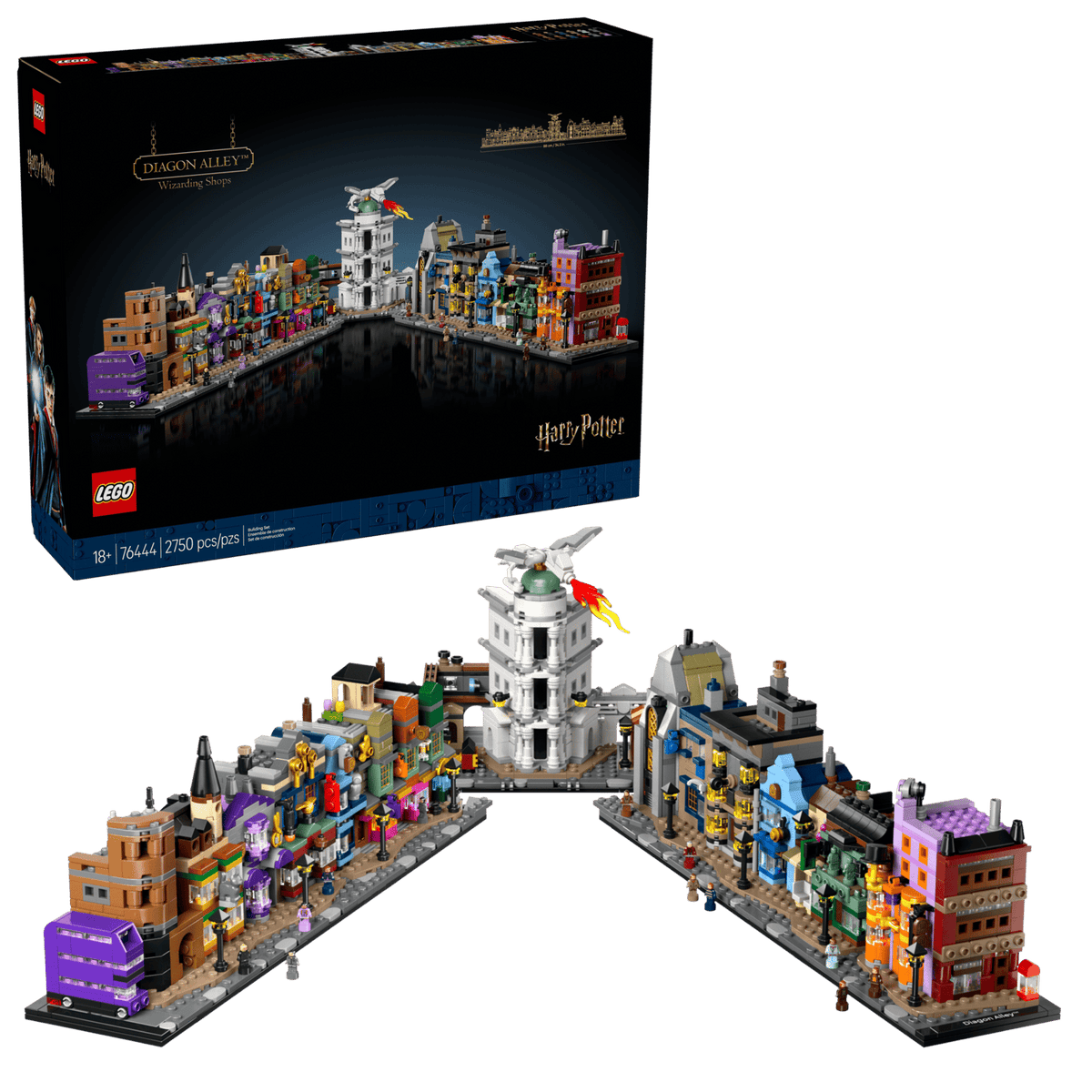 LEGO Harry Potter udstillingsmodel i mikrostørrelse af Diagonalstrædes butikker, 76444