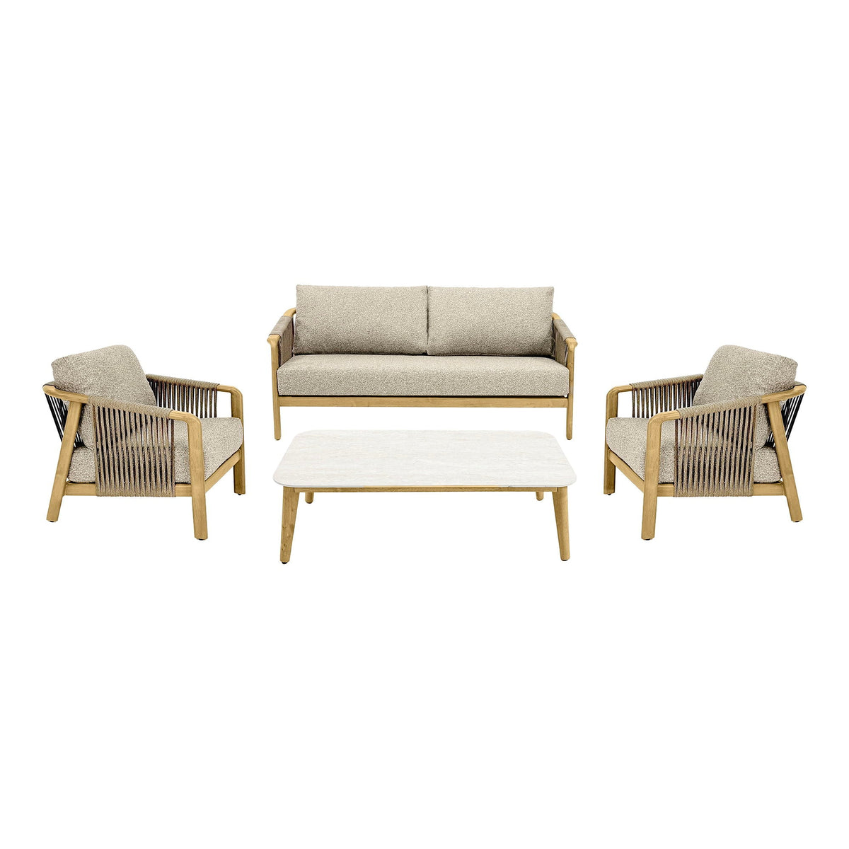 Se House Nordic - Fargo Loungesæt Aluminium Taupe/Trælook - 2-pers. Sofa, 2 Stole, Sofabord inkl. Hynder ❤ Kæmpe udvalg i House Nordic - Køb online på udsalg og tilbud lige nu ❤ Billig fragt og hurtig levering - Varenummer: Bolig&Haven-61257050816842 og barcode / Ean: 5713917043675 på lager - Udsalg på Spar stort – op til 59% - Eksklusivt udsalg på over 2.739 brands