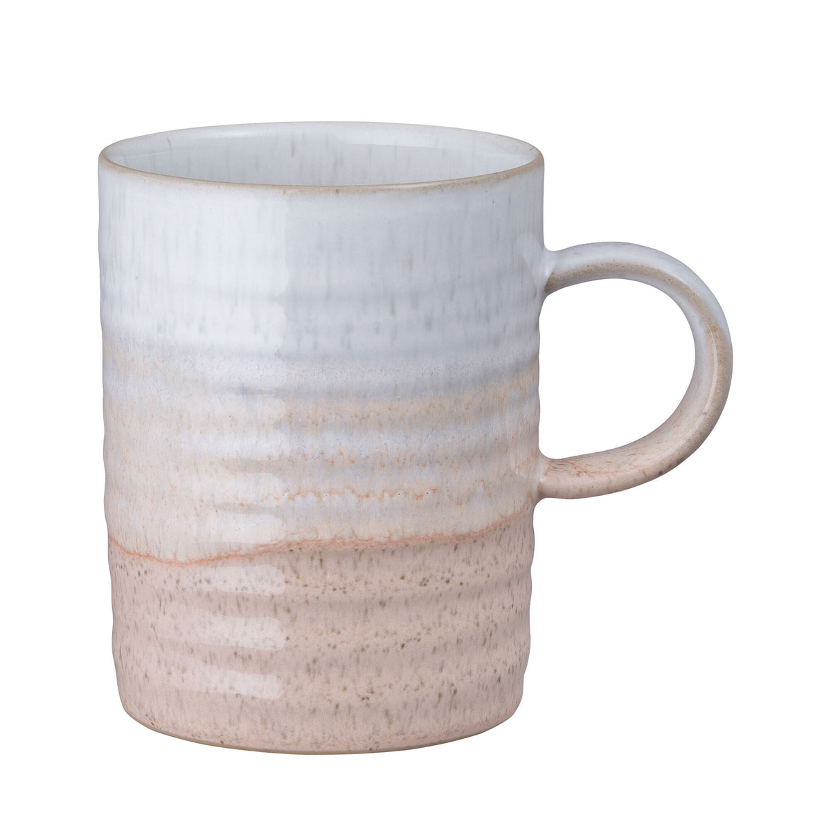 Denby Kiln krus i farven coral med rillet overflade og hånddyppet glasur