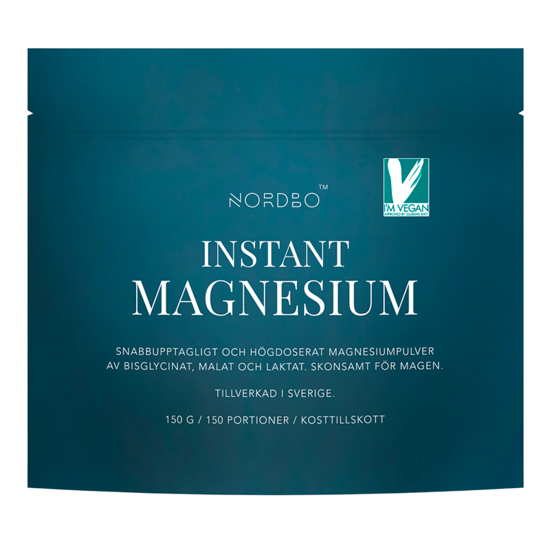 Nordbo Instant Magnesium pulver med citronsmag i pakning på 150 g
