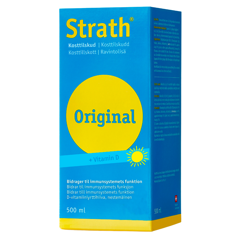Flaske med Bio-Strath Strath Original D-Vitamin, flydende tilskud i 500 ml