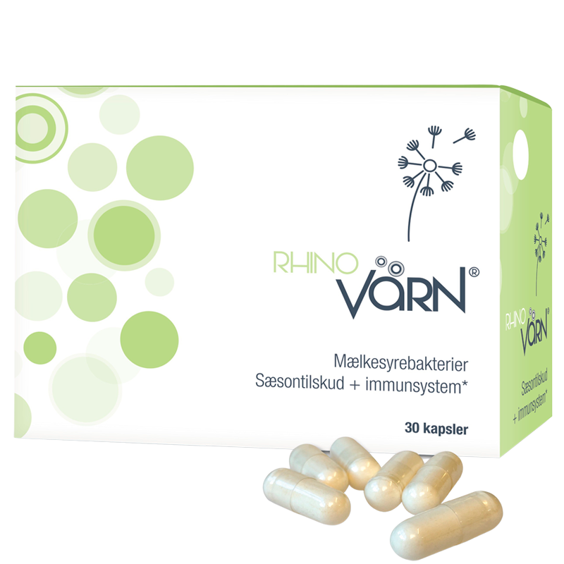 Värn Rhino kosttilskud med mælkesyrebakterier og D-vitamin, 30 kapsler
