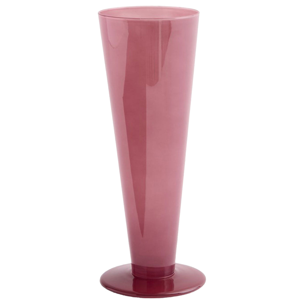 Hay Conical vase medium med håndmalet stribet mønster i rosa og mørkerød