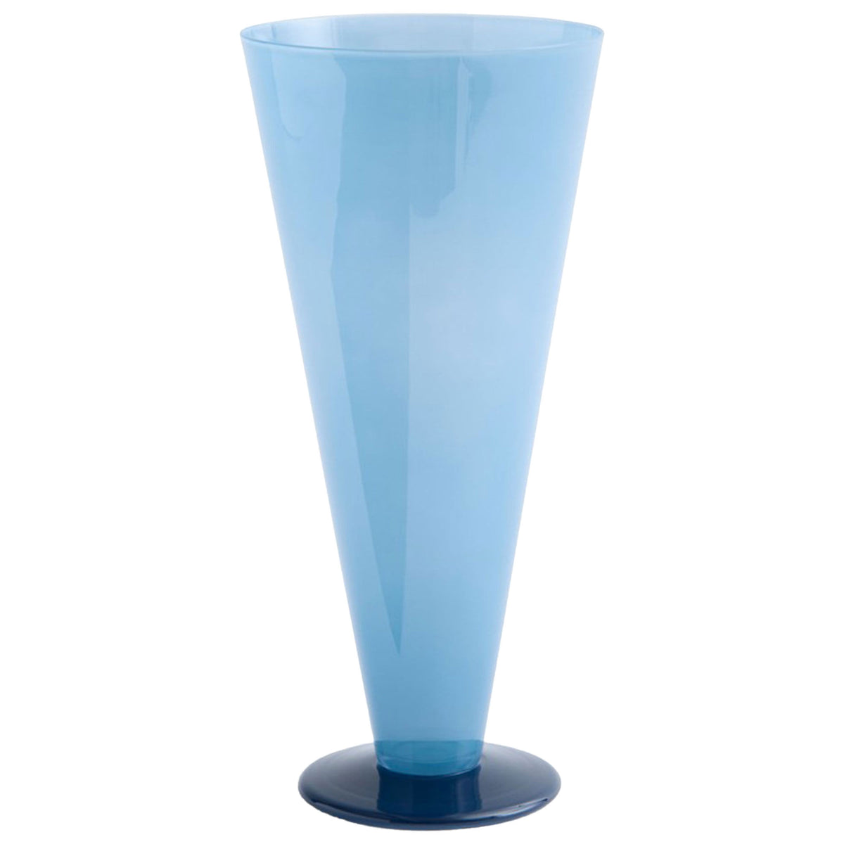 Hay Conical vase large af sodaglas med håndmalede striber i petrolblå og mørkeblå