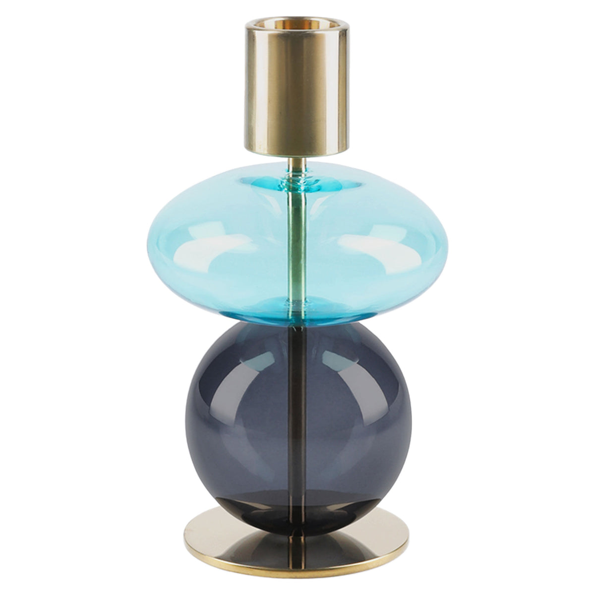Holmegaard Bubble lysestage i lyseblå og smoke, 14 cm