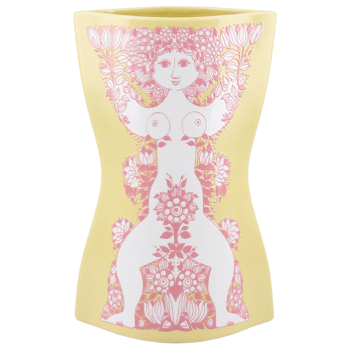 Bjørn Wiinblad Nina vase på 22 cm i gul og rosa