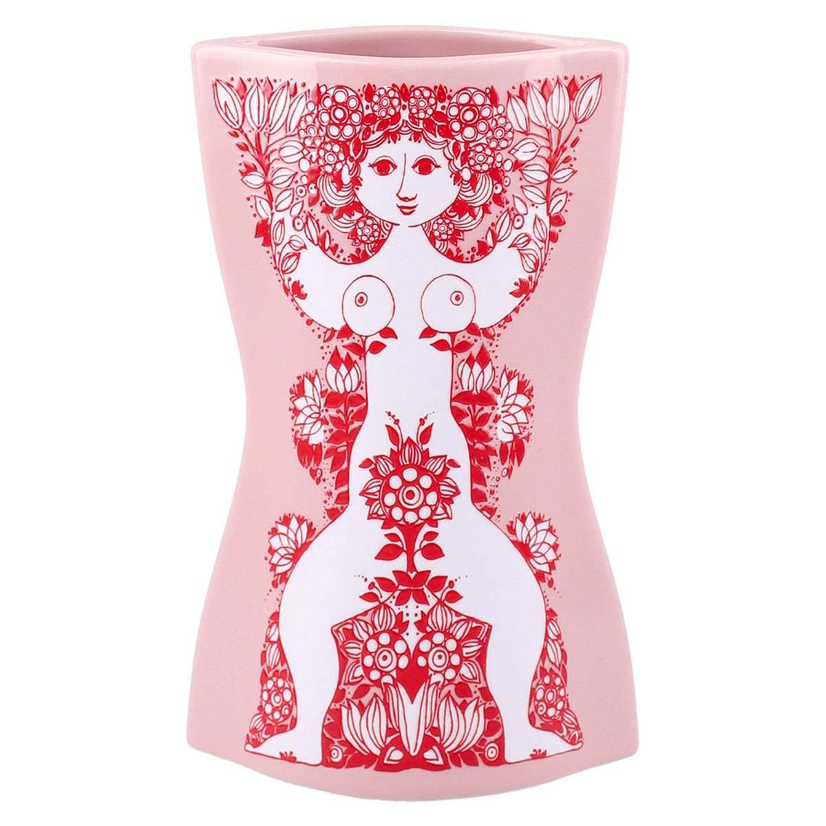Bjørn Wiinblad Nina vase i pink og rød, 16,5 cm