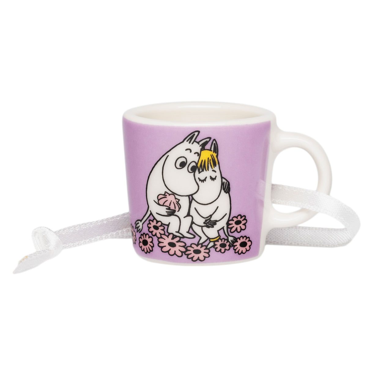 Moomin Arabia mini-krus med motivet Forelskede, miniaturekopi af Mumi-kruset