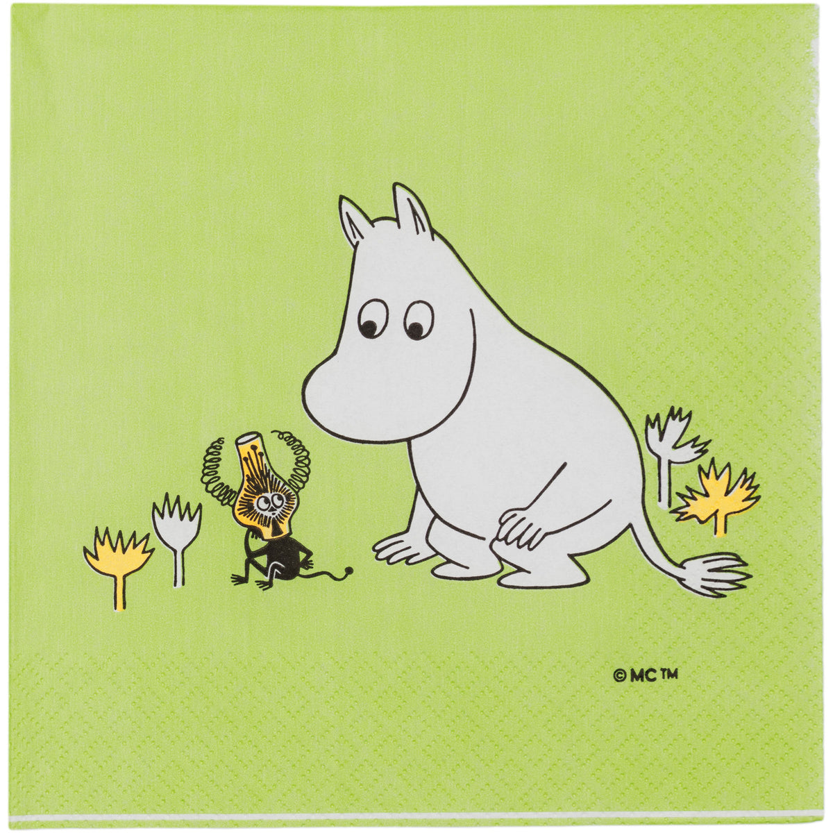 Moomin Arabia papirserviet 33 cm med Mumitrolden i grønne nuancer