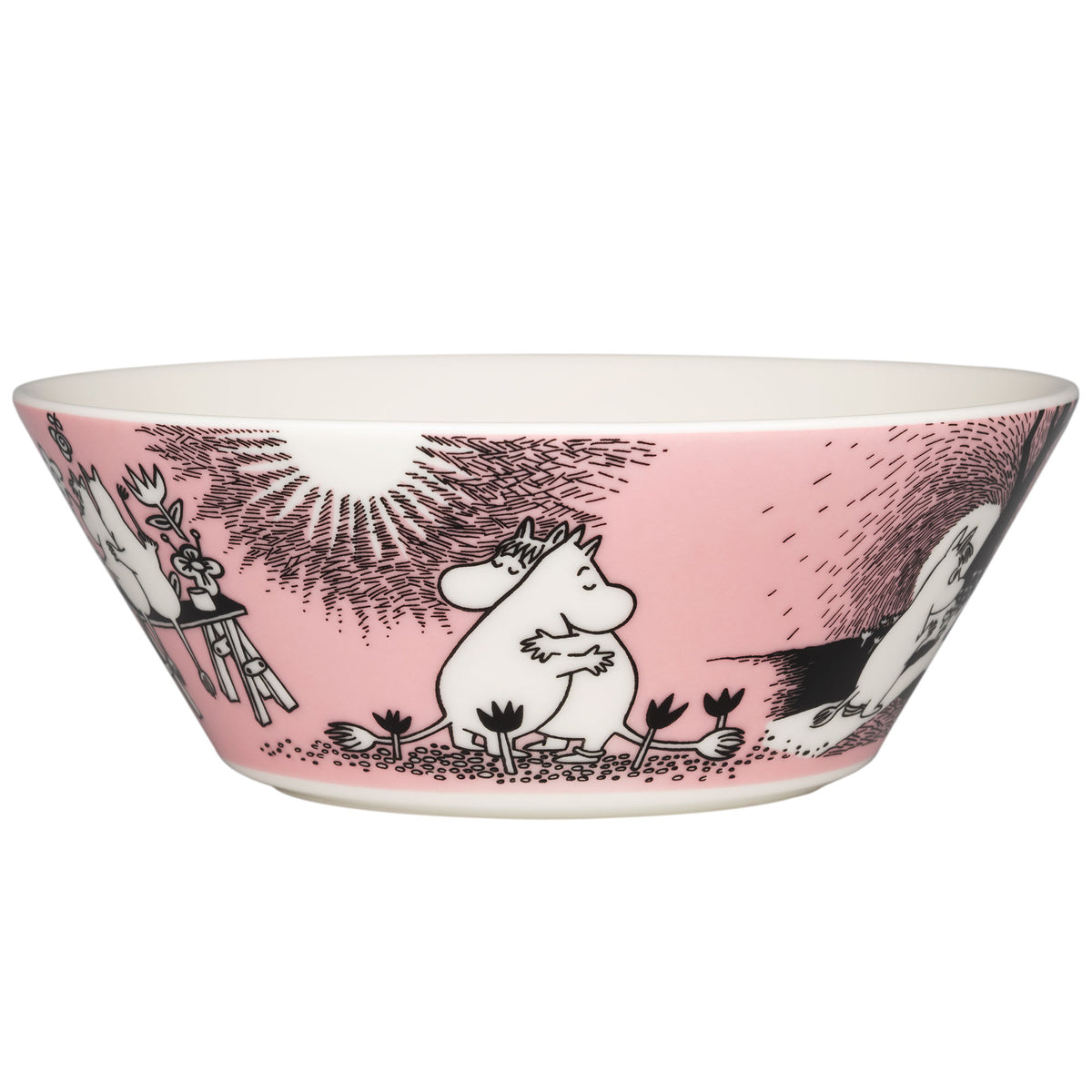 Moomin Arabia jubilæumsskål Kærlighed 30 med Mumitrolden og Snorkfrøken, 15 cm