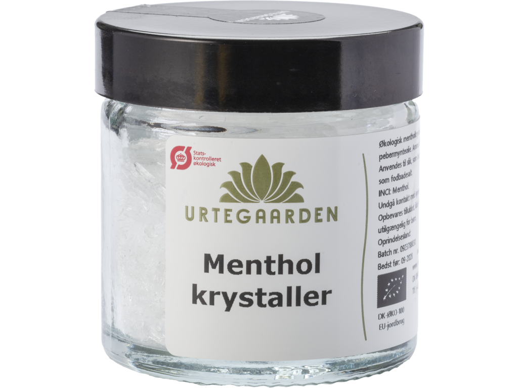 Urtegaarden økologiske mentholkrystaller i pakke med 20 g