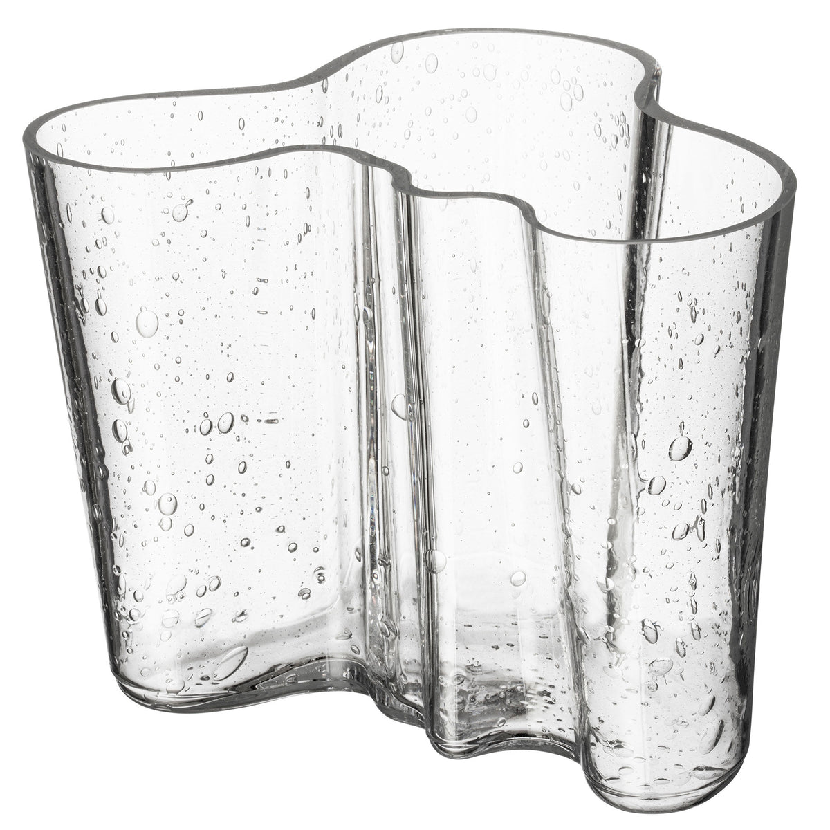Klar Aalto vase i bubbelglas, 16 cm høj, fra Iittala