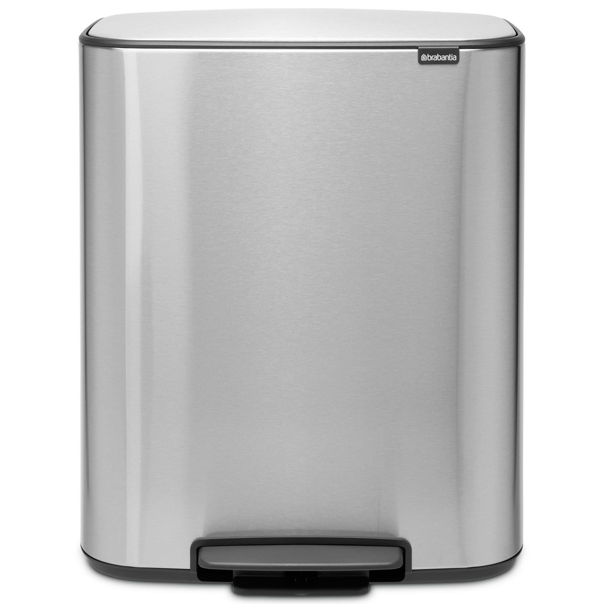 Brabantia Bo pedalspand med to rum á 30 liter i matbørstet stål til kildesortering