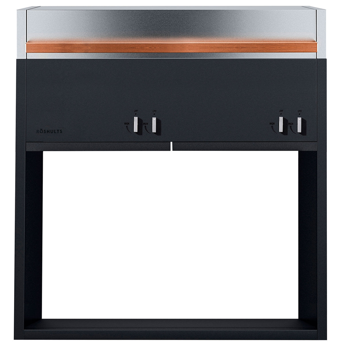 Sort Röshults Essentials gasgrill i farven Beluga Black med stramme linjer