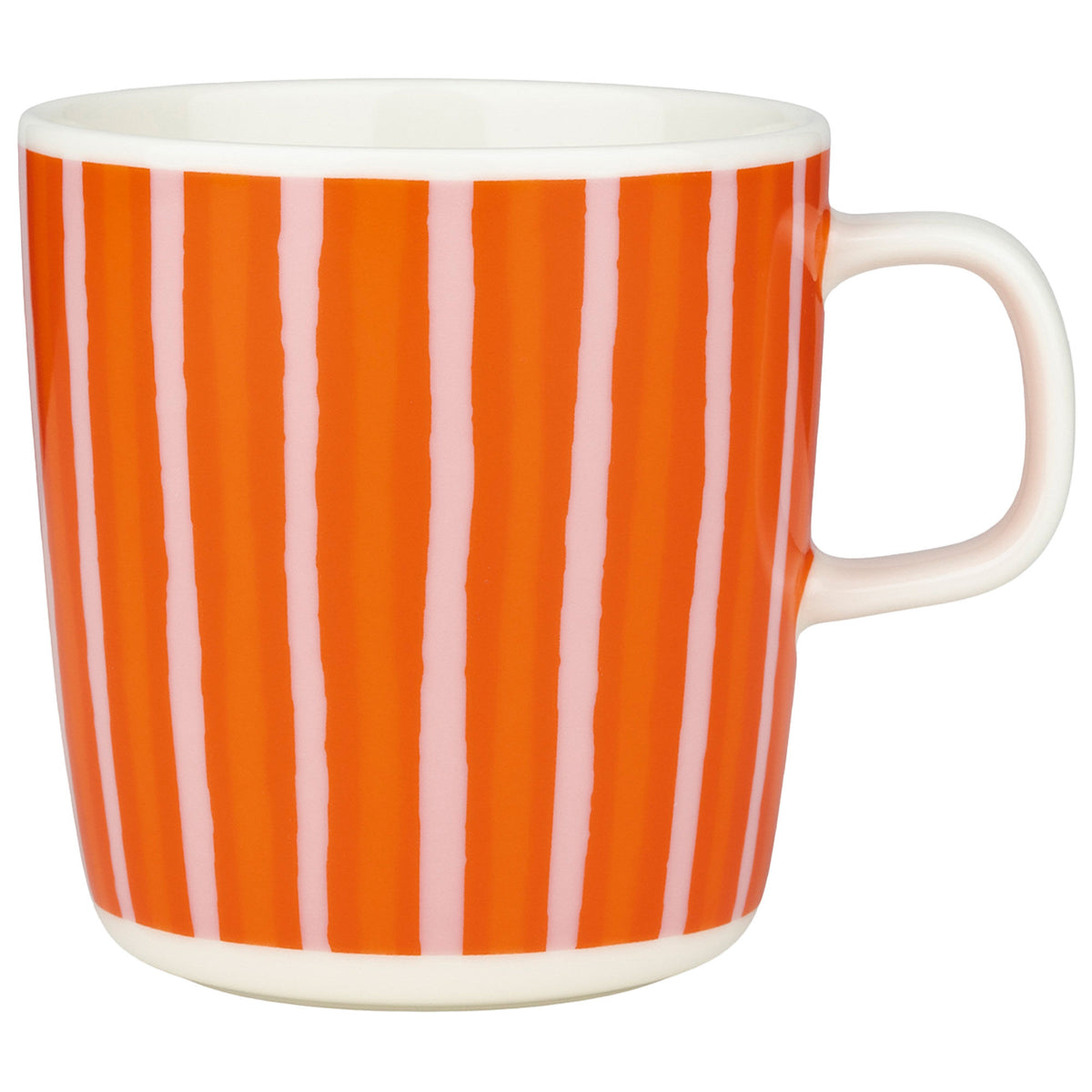 Marimekko Piccolo kop 4 dl med håndmalede striber i orange, rosa og hvid