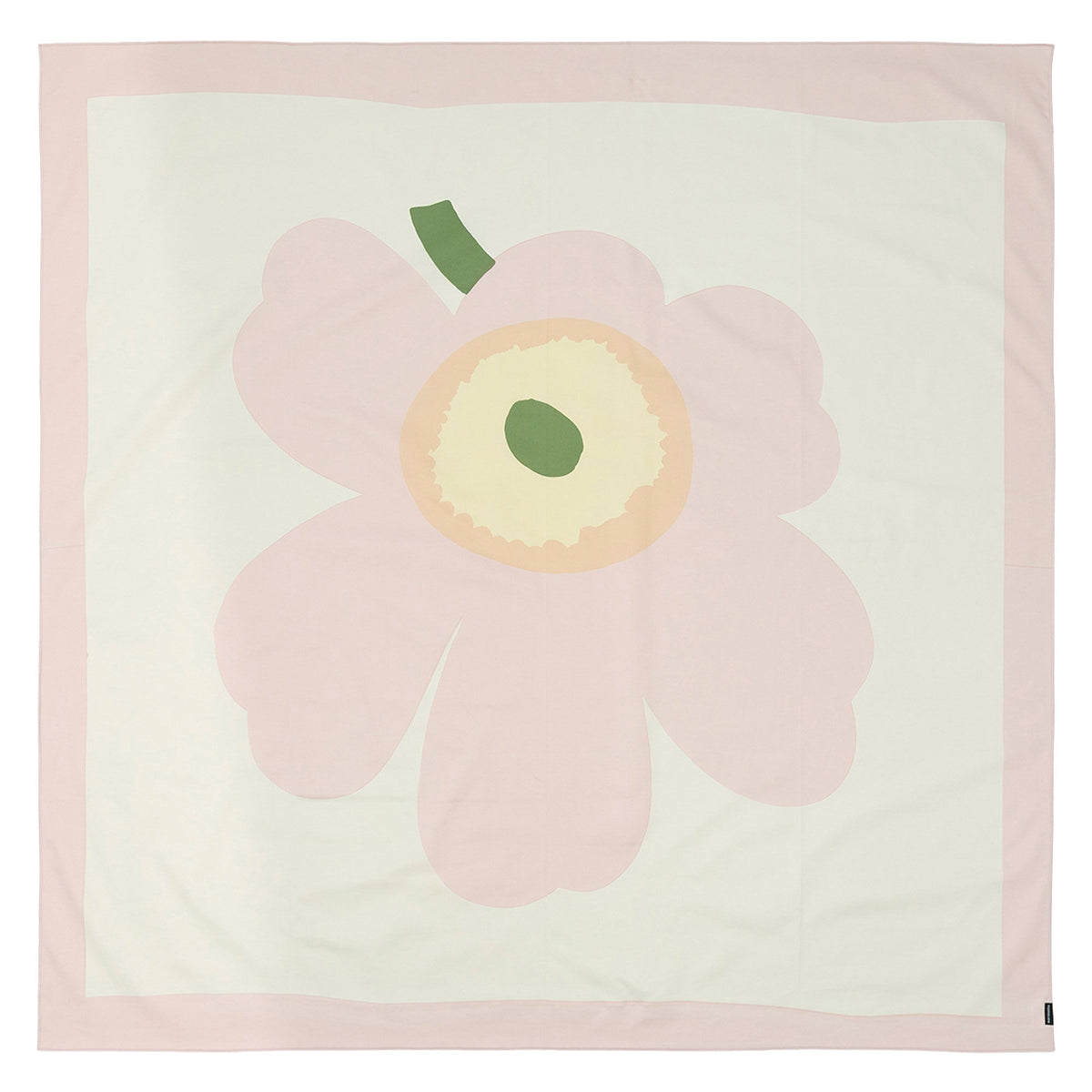 Hvid og rosa Marimekko Unikko dug med blomsterdesign, 140 x 140 cm