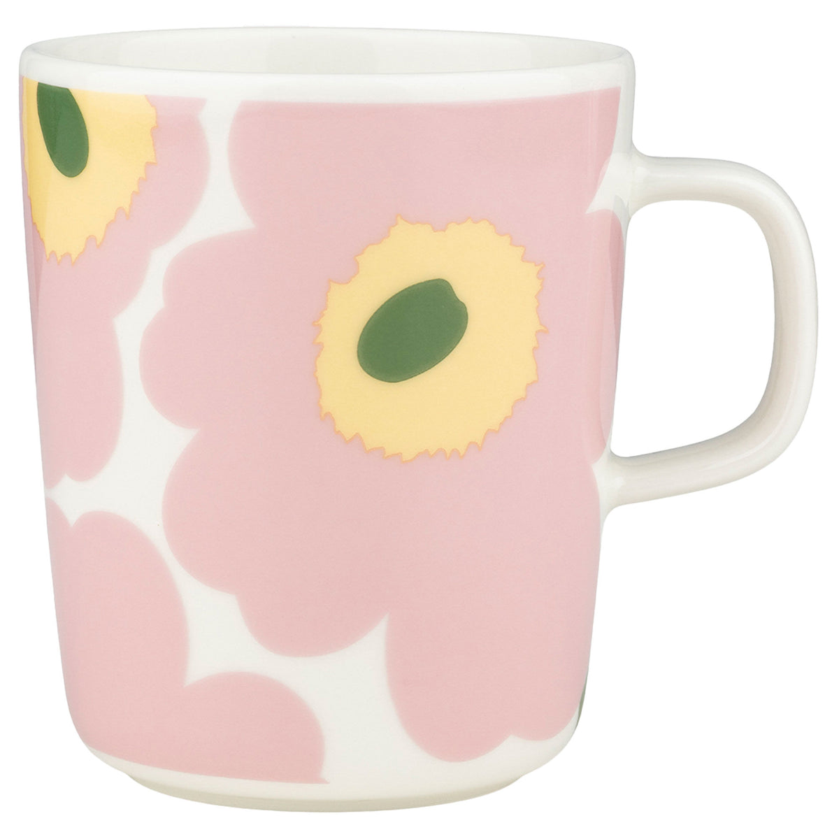 Marimekko Unikko kop på 2,5 dl i hvid og rosa med blomsterdesign