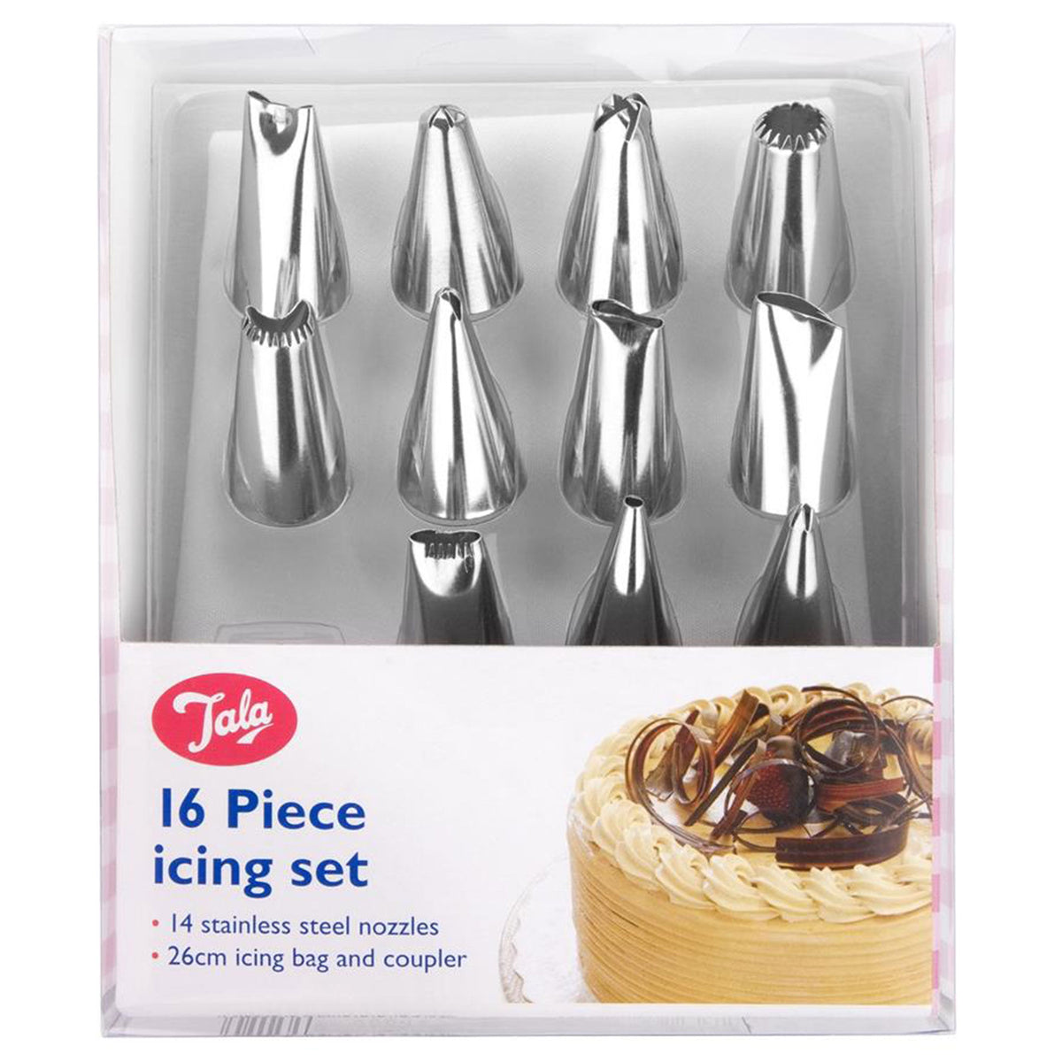 Dekorationssæt med 16 dele og 14 tyller fra Tala til kager og cupcakes