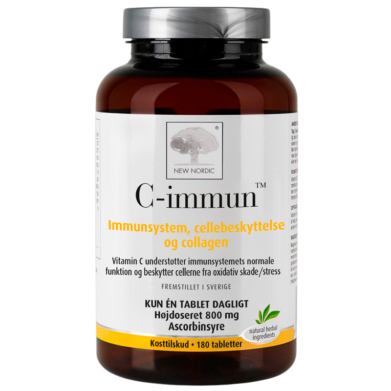 Pakning med New Nordic C-immun C-vitamin tabletter, 800 mg pr. tablet, 180 stk