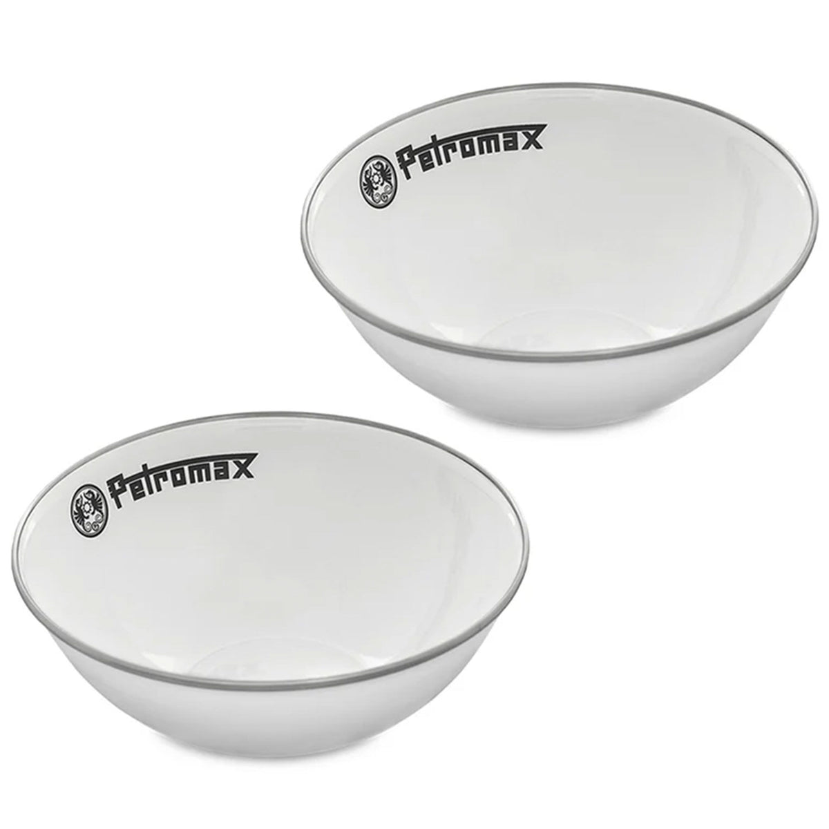 To hvide emaljeskåle på 160 ml fra Petromax med klassisk retro udtryk