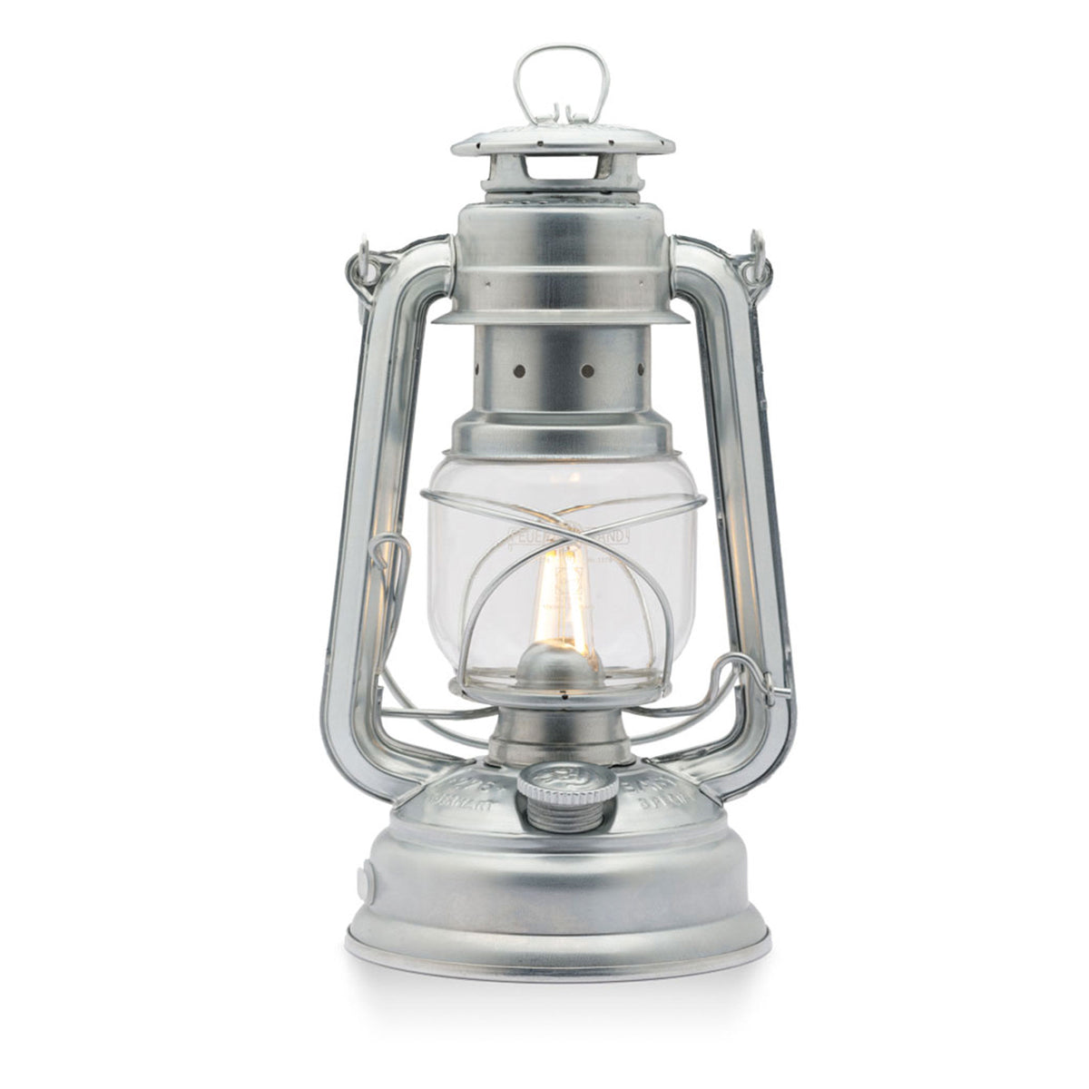 Feuerhand Baby Special 276 LED-lanterne i zink med klassisk stormlygte-silhuet