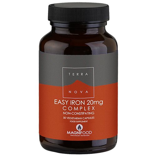 Pakke med Terranova Easy iron 20 mg jernpræparat, 50 kapsler
