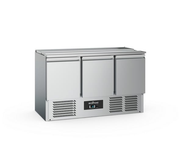 Ecofrost saladette med tre døre og åben top til kommercielt køkken