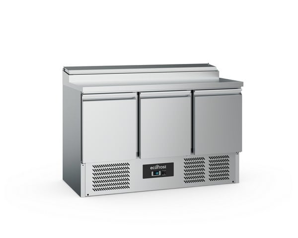 Ecofrost saladette med tre døre og integreret kold grav