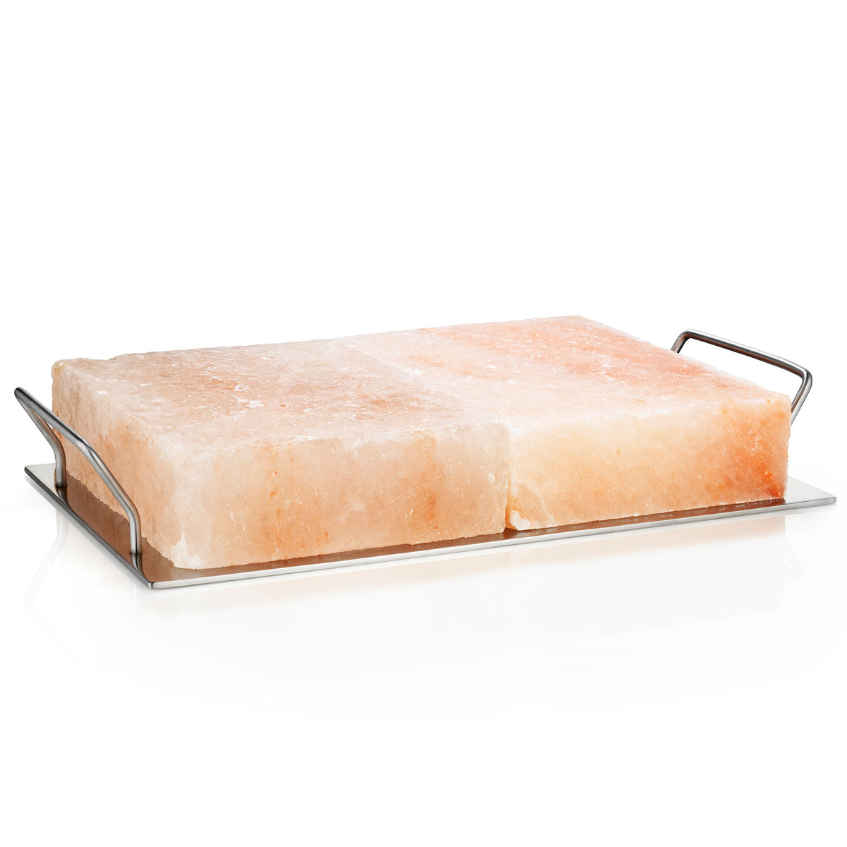 Rivsalt BBQ sæt med to saltblokke af Himalaya-salt og bakke