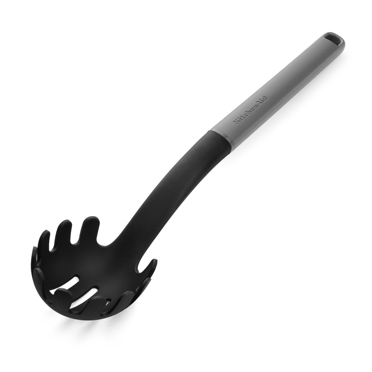 Grå pastaske med gaffellignende hoved i nylon fra KitchenAid Classic