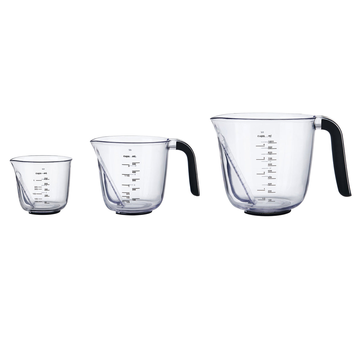 KitchenAid sæt med tre målekander i mat sort med skrå aflæsning