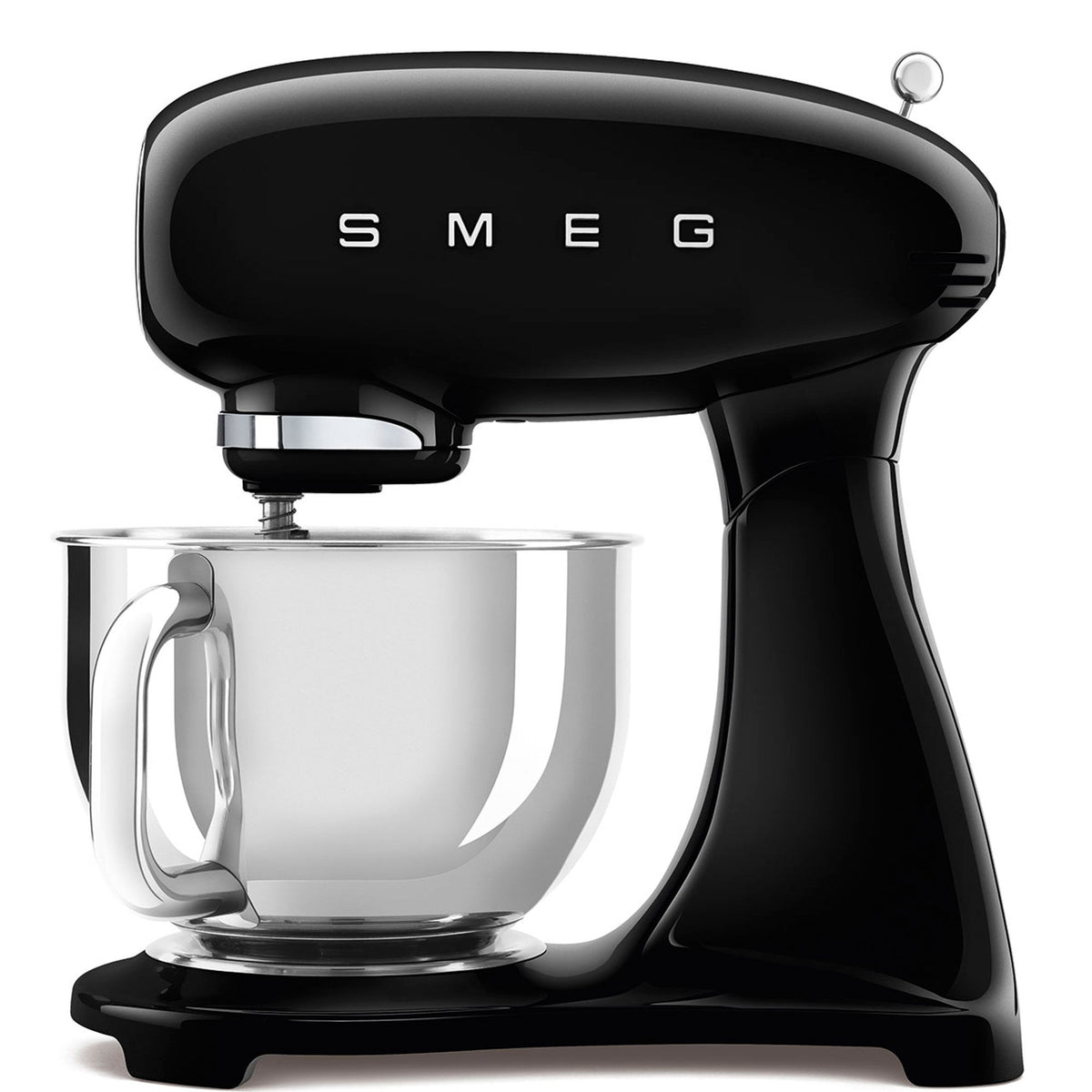 Sort Smeg SMF05BLEU køkkenmaskine på 1000 W med retroinspireret design