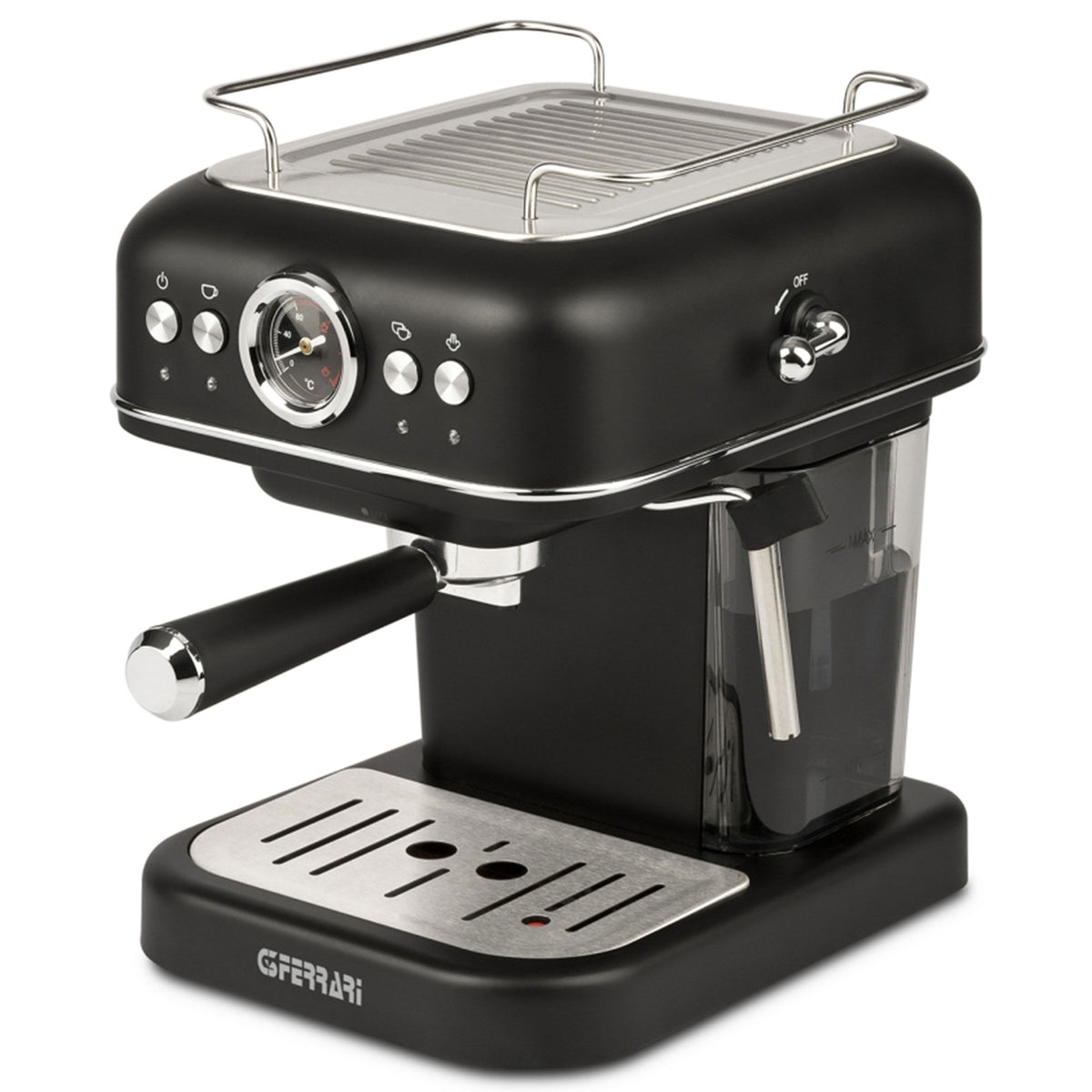 Sort espressomaskine Alchimia fra G3 Ferrari i vintage design